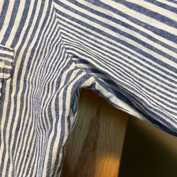 Just Living Navy and White Striped Women's Button Down Shirt - Picture 7 of 12